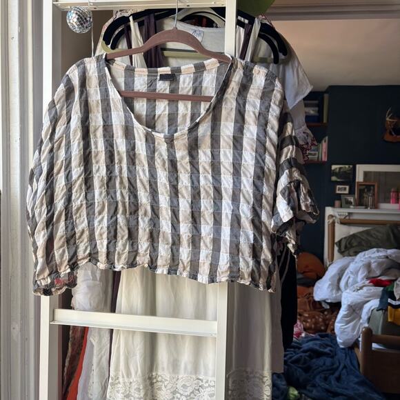 me made Tops - Me Made Crop in‎ Sheer Gingham